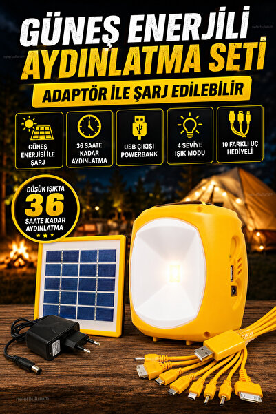 nelerbulurum Şarjlı ve Güneş Enerji Panelli Akülü Powerbank Özellikli Düşük I...