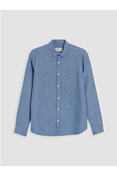 LC Waikiki Indigo Regular Fit 100% Linen Men's Shirt