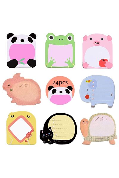 CCILIYC 24 Pcs Cute Animals Sticky Notes, Mini Animal Notes, Stickers for Par...