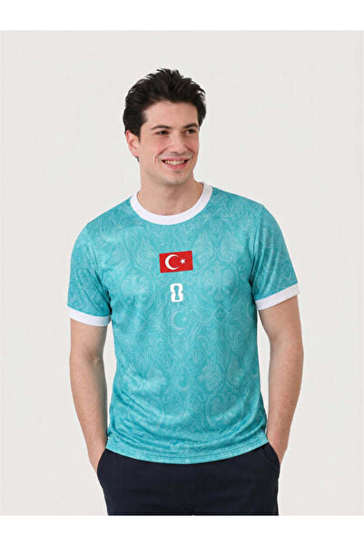 Sekiz Numara Erkek Turkuaz Türkiye Milli Forma T-Shirt