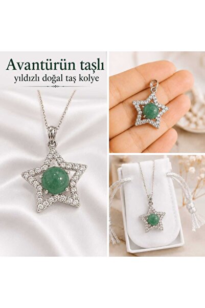 best bioenerji taş terapi Avantürün Stone and Star Natural Stone Necklace Cer...