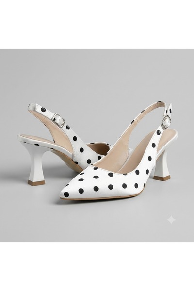 KİNDEP (Wiesse) Women's Pointed-Toe Closed-Toe Heeled Shoes White