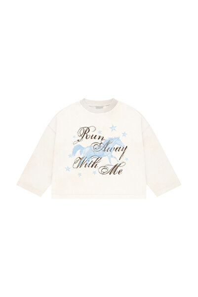 lethestudios Run Away Baskılı Uzun Kollu Basic T-Shirt