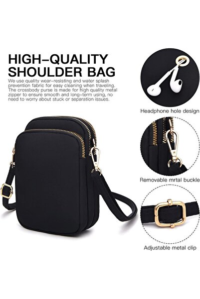 Generic LEVGLAKE Nylon Ladies Mobile Phone Bags Purse Mini 3 Layers