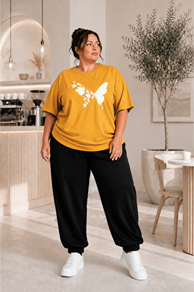 Rubonia Women's Plus Size Oversize Butterfly Print 2-Piece Tracksuit Set Comf...