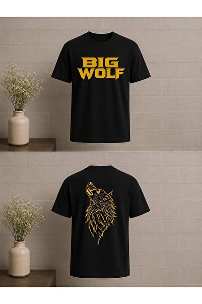 Generic Brand تي شيرت كبير الحجم مطبوع عليه تصميم Big Wolf Kurt