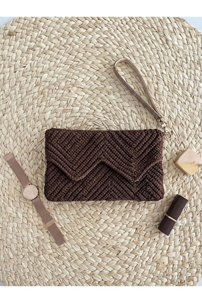 TekStilize Women's Handbag Knitted Patterned Clutch Bag with Cover and Wrist ...