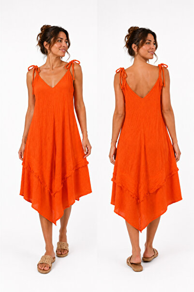 YENA 100% Cotton Muslim Strap Dress
