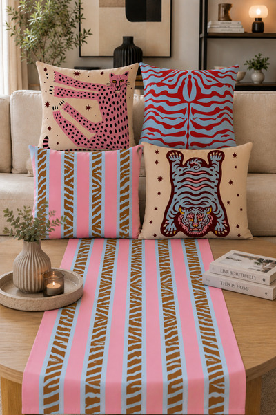 stellahomes Digital Printed 5-Piece Decorative Throw Pillow and Runner Set – ...