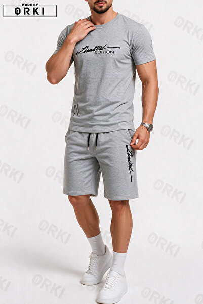 EFFRENATU Limited Edition Printed Cotton Fabric Unisex T-Shirt-Grey Shorts Set