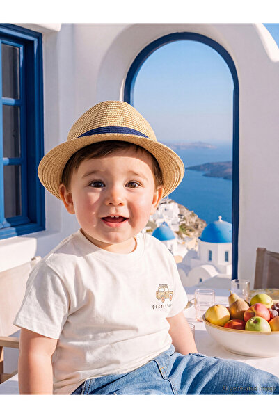 LC Waikiki Beige Baby Boy Straw Fedora Hat