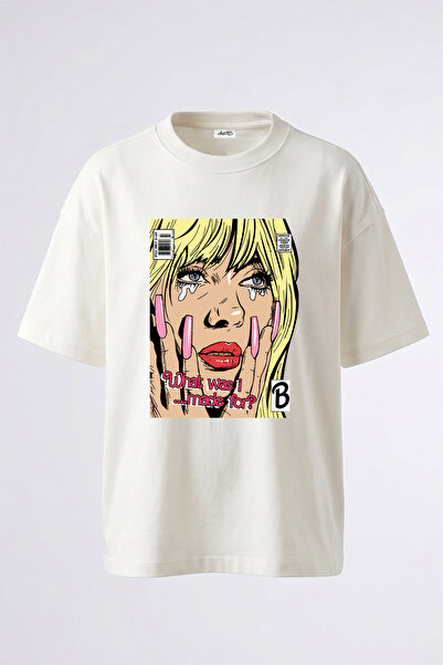 Anetos Roy Lichtenstein_1 Design Printed Oversize White T-Shirt