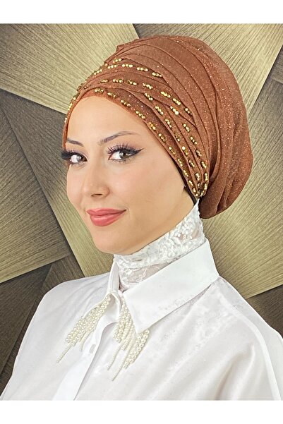 MY UKİYO STORE TESETTÜR GOLD BONCUKLUL EL İŞLEMELİ ABİYE BONEŞAL