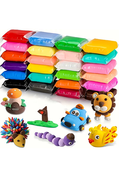 UĞURDAN Zıplayan Havayla Kuruyan Yumuşak Kil Kendin Yap Seti 12 Renk Air Dry Clay DIY Hamur