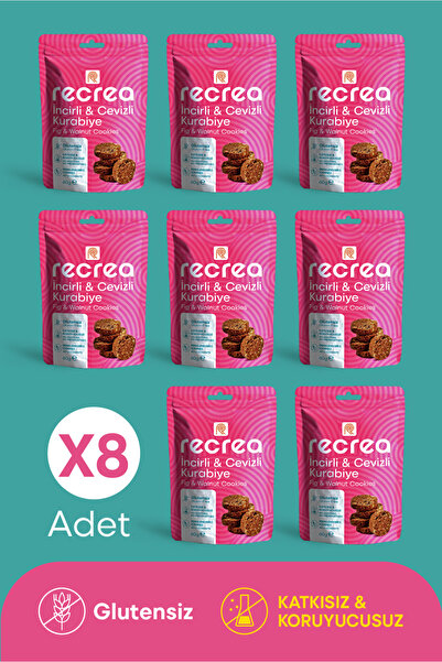 recrea snacks Recrea 8 Adet İncirli ve Cevizli Kurabiye