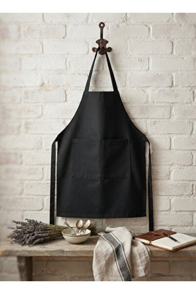 LUNAFEL Black Kitchen Apron with 2 Pockets, Water and Stain Repellent Barista...