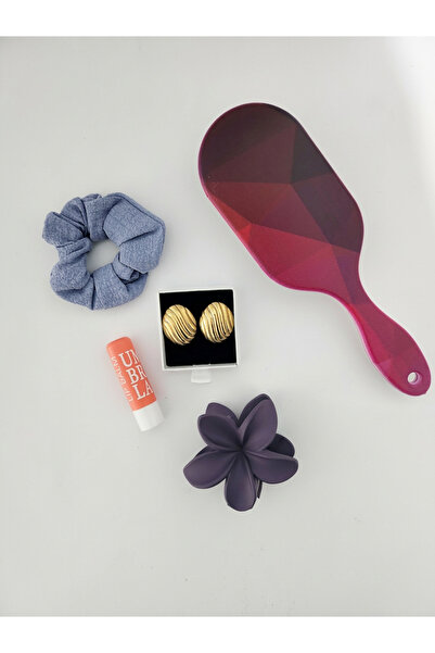 OME Jewel Tones Happy : Σετ Δώρου με Βούρτσα, Scrunchie & Χρυσά Σκουλαρίκια