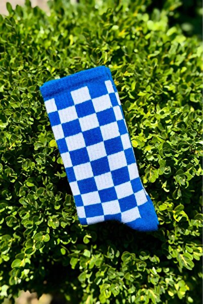 LouSocks جوارب ملونة بنمط مربعات زرقاء للجنسين
