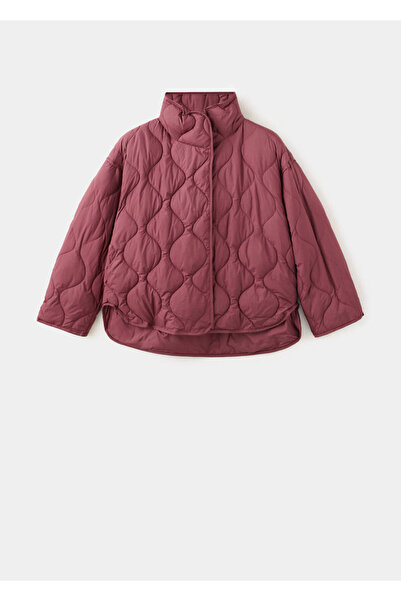 MANGO Woman Quilted anorak with detachable scarf