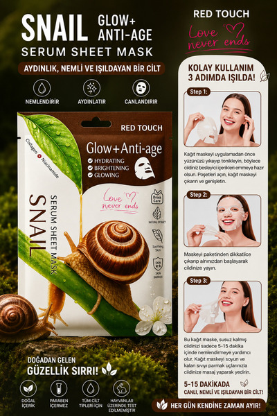 RED TOUCH Natural 100% Snail Serum Sheet Mask