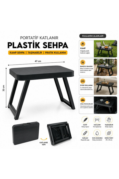 webstoore Katlanabilir Masa, Kamp Masası, Plastik Sehpa, Kamp Sehpası, Balkon...