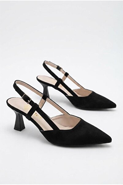 fort 62011 Nubuck Soft Comfortable Open Back 6 cm Heel Height Pointed Toe Wom...