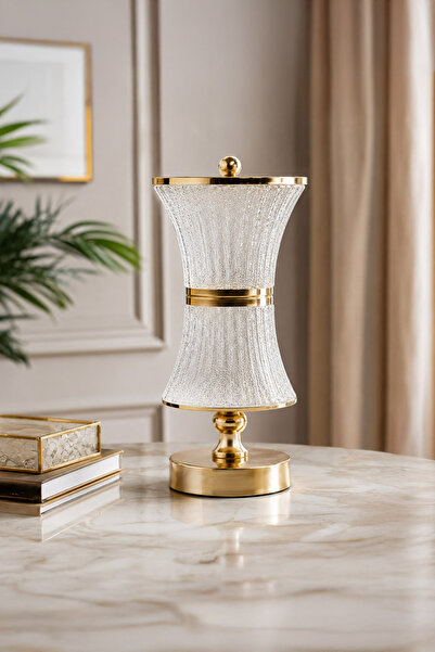 Vadi Modern Nordic Crystal Table Lamp with Gold Metal Body and Decorative Lam...