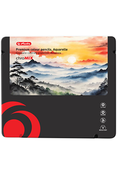 Herlitz Creioane colorate Aquarelle, mina 3.3mm, set 24 culori, include pensula,