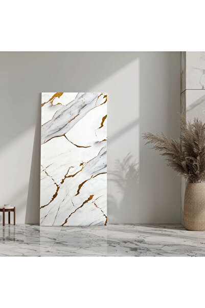MallDeco Set 4 autocolante de perete Marmura 60cm x 120cm, gri-auriu