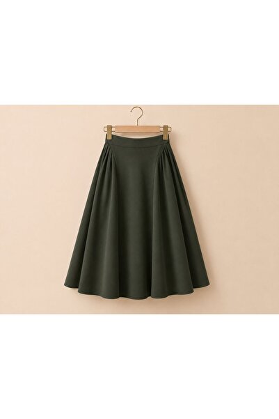 Jood Women's High Waist Pleated Midi Skirt