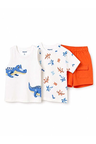 MAYORAL Baby Boy Crocodile Print Detailed Shorts 3-Piece Set 6 Months 4 Years...