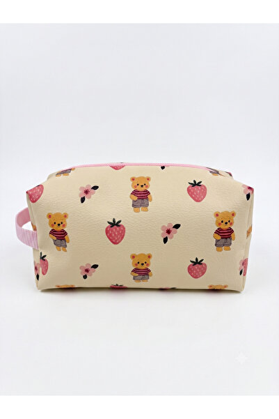 PALTO TASARIM Strawberry Bear Design Travel Bag - Bag Organizer Cosmetic Bag