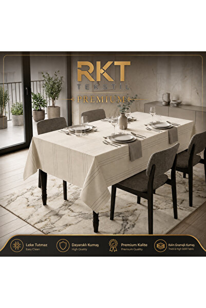 RKT Tekstil Premium Kalın Dokulu Leke Tutmaz Masa Örtüsü