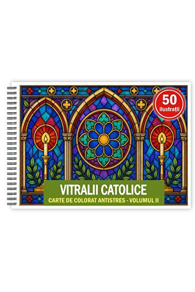 Legendary Gifts Carte de colorat, 50 de ilustrații Vitralii Catolice - Volumu...