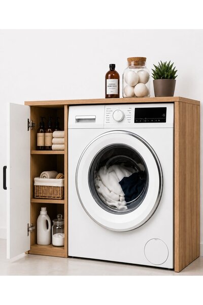 Noiss Home Decor Noa Çamaşır Makinesi Dolabı Çok Amaçlı Banyo Dolabı Raflı Ça...