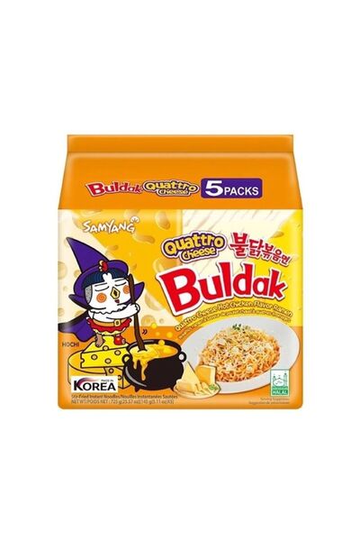 SAMYANG 4 Çeşit Peynirli Buldak Cheese Ramen Kore Noodle Helal 140g 5 Adet