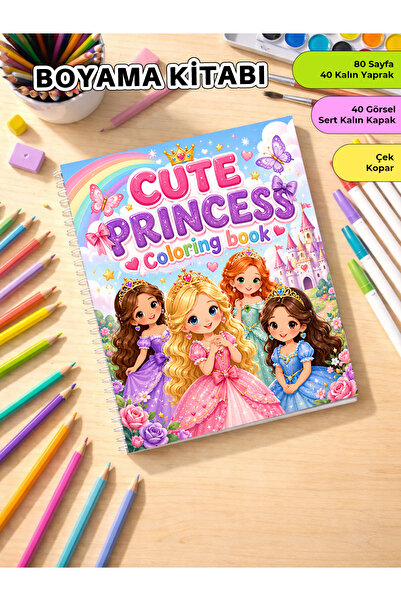 metafortoys Cute Princess Boyama Kitabı – 24x20 cm I 40 Görsel I Çocuklar ve ...