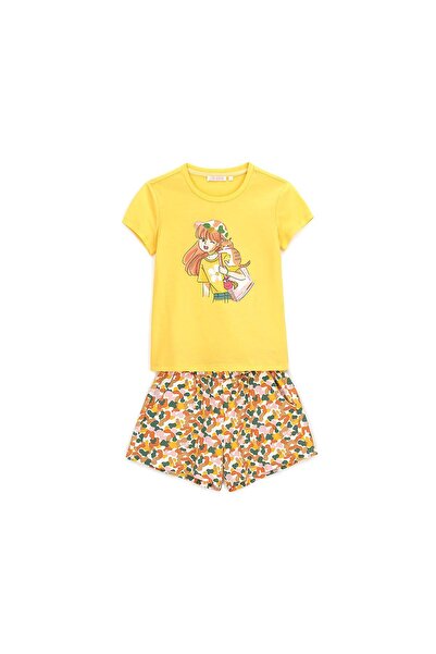ORIGINAL MARINES Set tricou și pantaloni scurți pentru fete DFP3164CF Galben