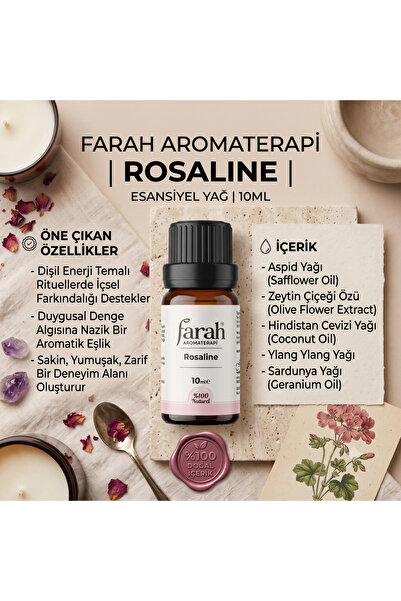 Farah Aromaterapi Rosaline %100 Doğal Uçucu Yağ Karışımı 10 ml - Dişil Enerji...