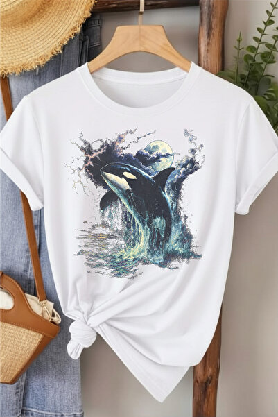 l'eivor Orka & Full Moon Printed Women's Cotton T-Shirt