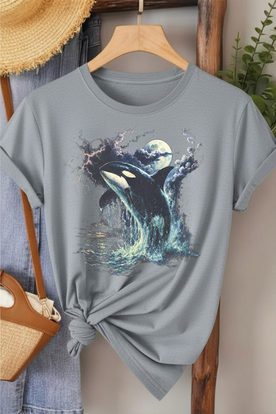l'eivor Orka & Full Moon Printed Women's Cotton T-Shirt