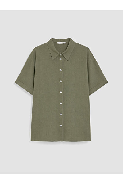 LC Waikiki Trendlucky Women's Linen Blend Shirt with Difference in Color