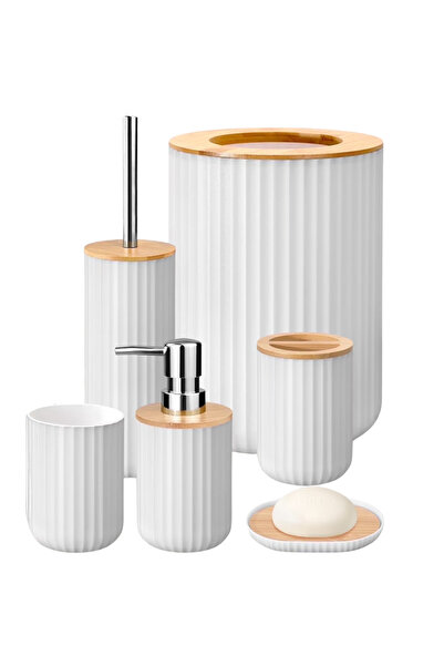 Simply Joy Set de accesorii de baie premium din bambus Simply Joy, set de 6 p...