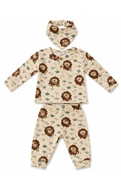 MİLANO KİDS Boy's Top and Bottom Tracksuit Set with Scarf and Bib