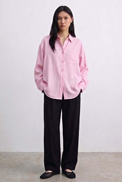 Shopping Shop Oversize Shirt with Pockets Pink