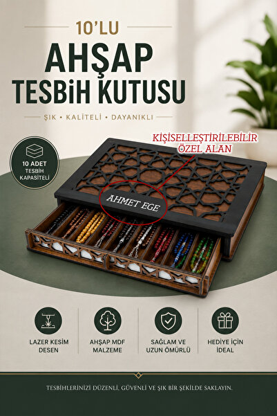 kutuTR Kişiye Özel Ahşap Tesbih Kutuları Tekli, 2, 3, 4 ve 5 Katlı Modeller L...