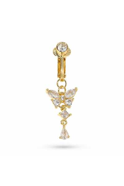 Nevara Women's Butterfly Zirconia Cartilage Piercing Earrings - Luxurious Gol...