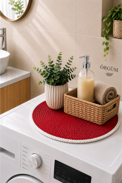 ÖRGÜM Machine Cover 43X43 cm Handcrafted Wicker Look Cover