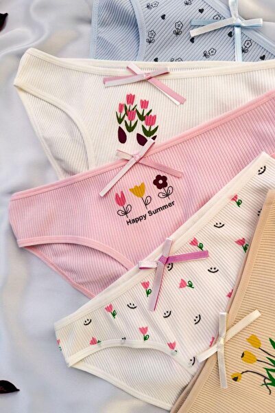 ANDİORA Bloom Floral Patterned 5-Piece Women's Slip Panties Set