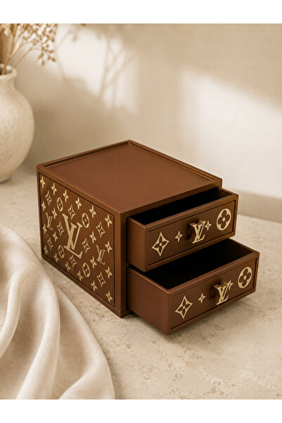 PELIUS Lv Patterned 2-Drawer Jewelry and Accessory Organizer Decorative Stora...